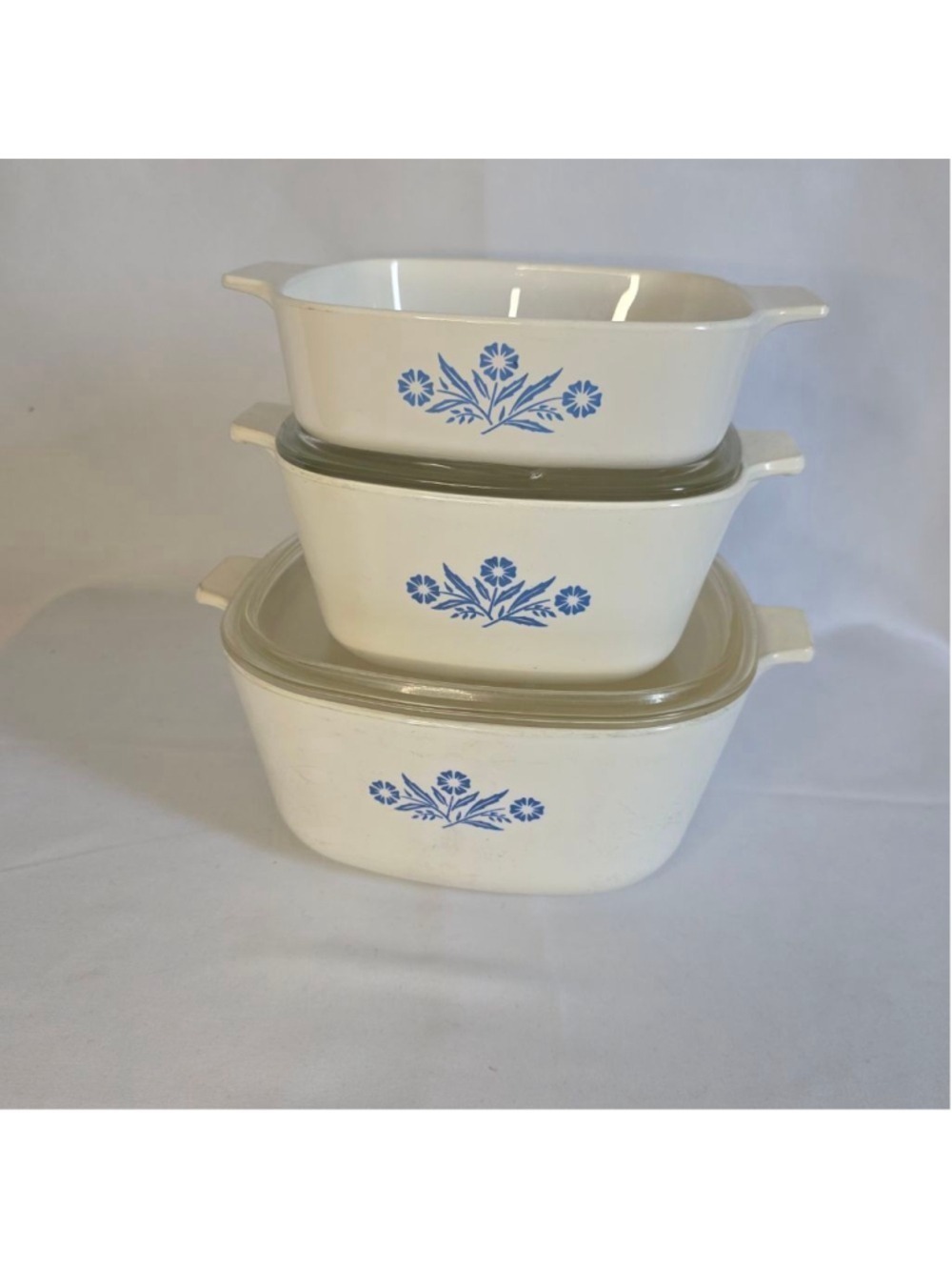CorningWare White Blue Floral Cookware Set
